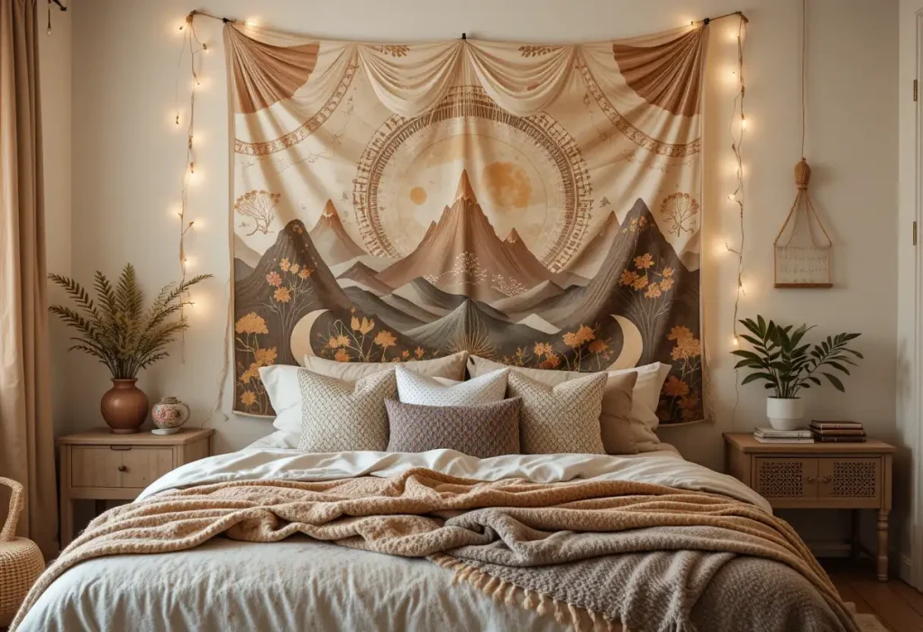 "Bedroom with soft under-bed LED lighting, creating a warm, floating glow and cozy nighttime atmosphere."