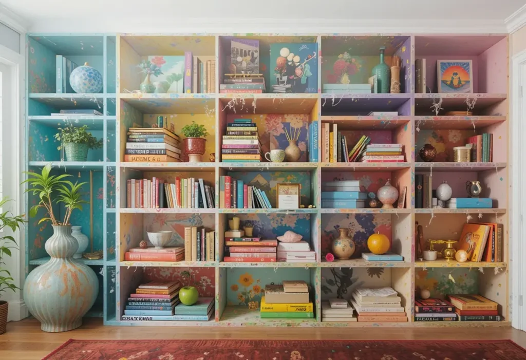 Cozy bed with a sheer canopy draped above and string lights twinkling softly.