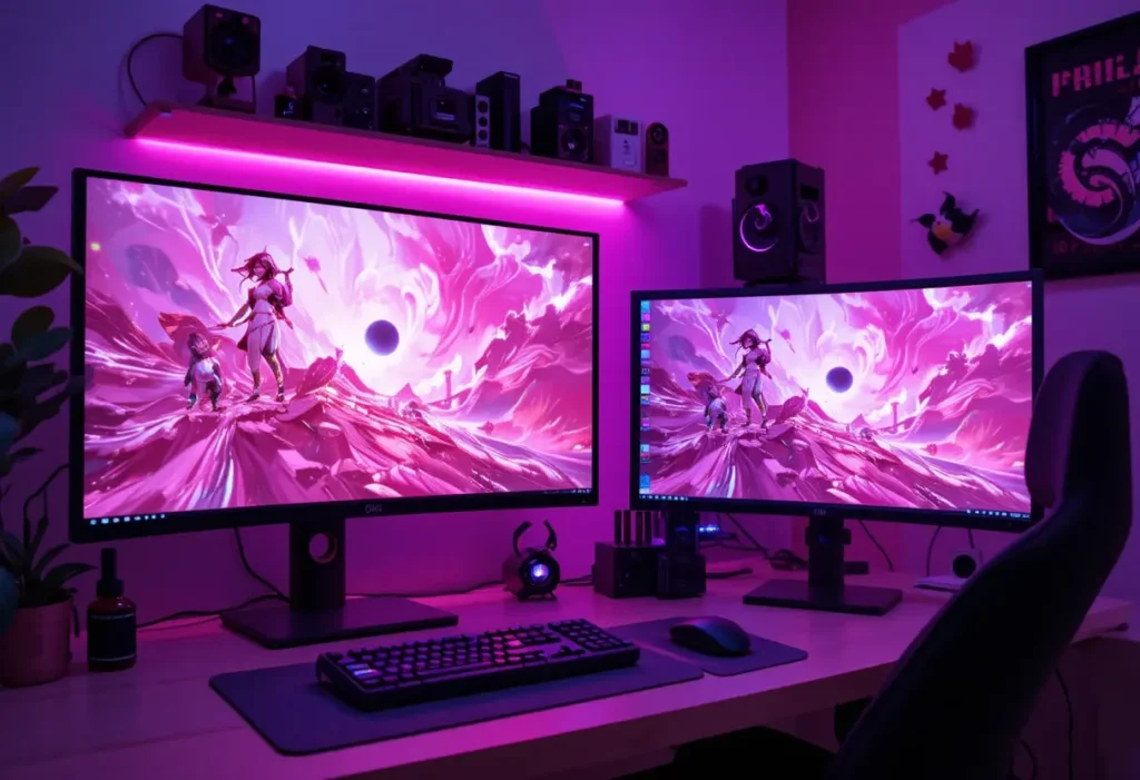 Pastel-themed bedroom with soft-colored bedding, decor, and fairy-tale vibes.