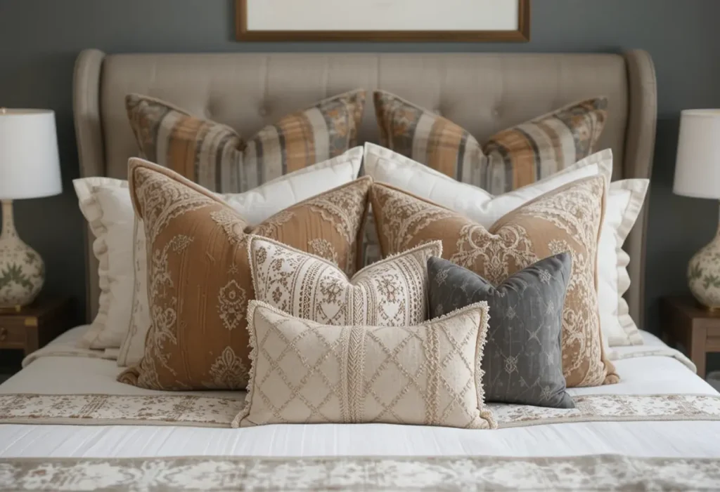 "Guest bedroom wall with quirky, colorful art prints adding personality and playful style to the space."