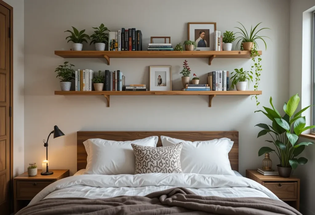 A modern ceramic bedside lamp with a