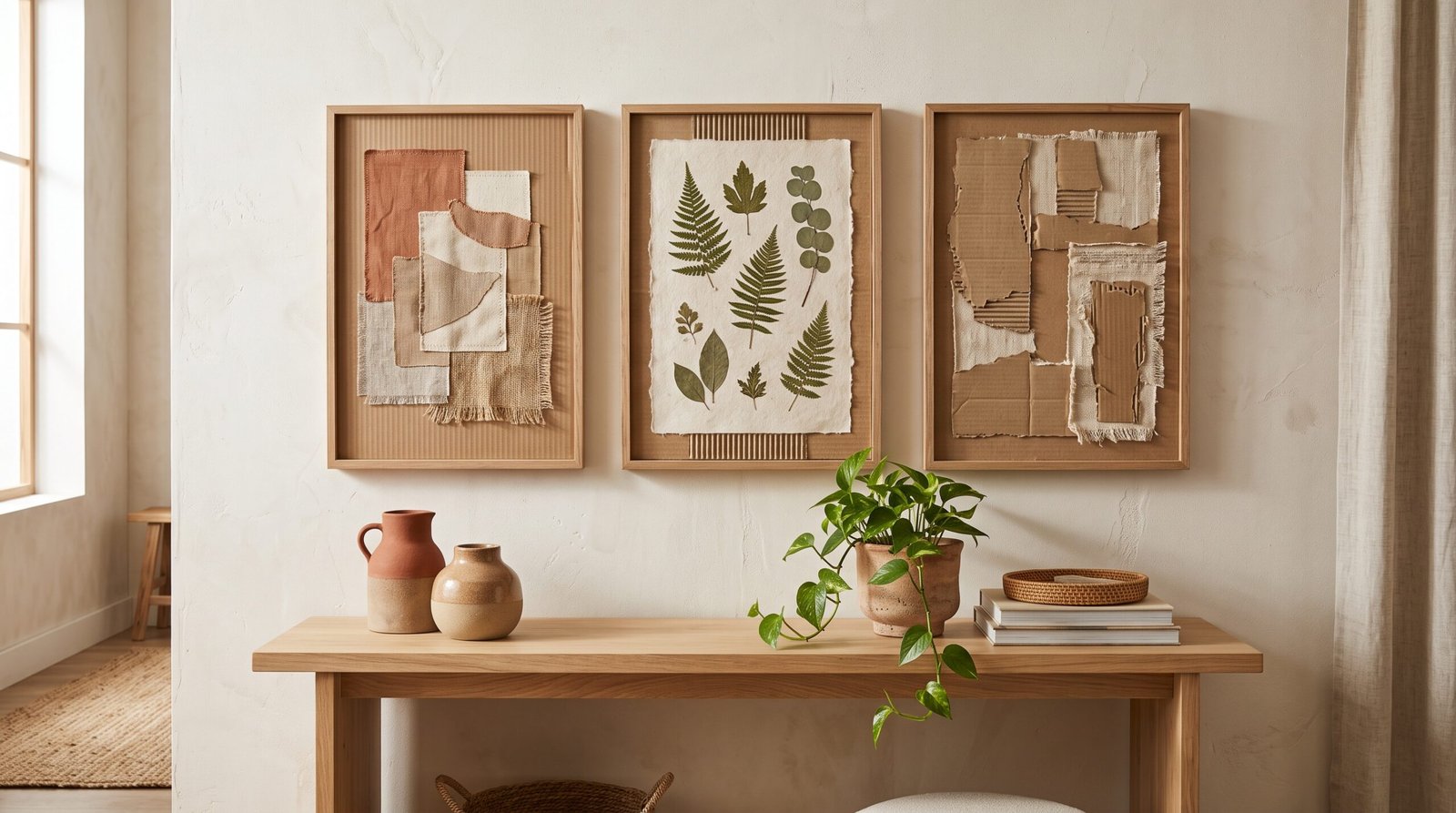 Boho decorating idea using textured fabrics and earthy colors