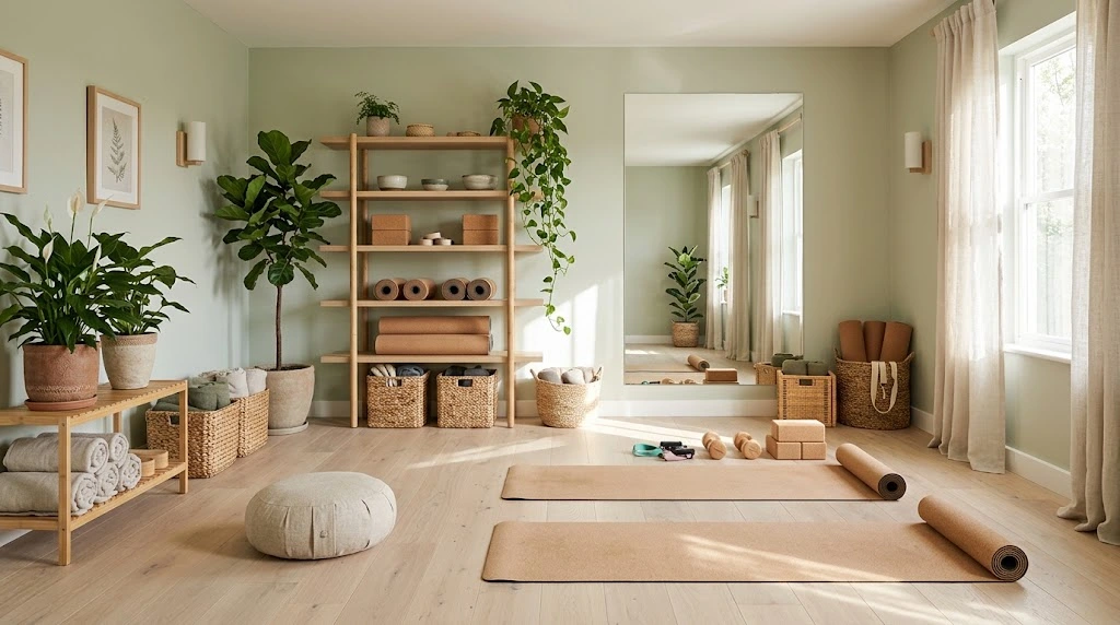 Home gym interior design showing an attractive and functional workout setup
