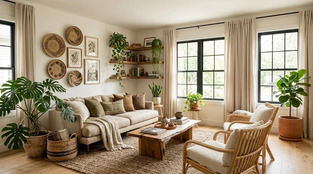 Living room decorating inspiration with coordinated furniture and accessories