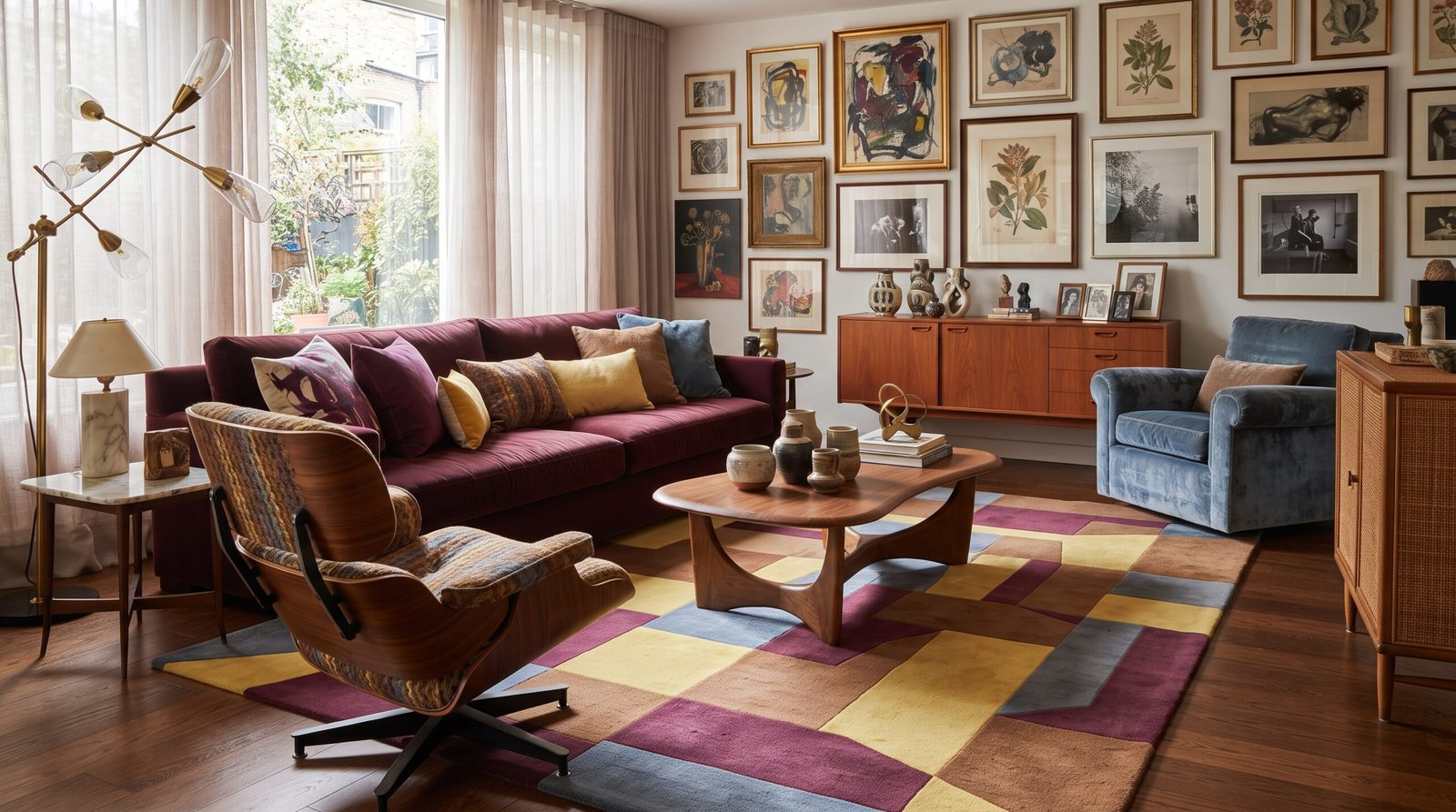 Living room decorating inspiration with balanced furniture, soft textiles and natural accents